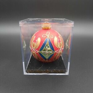 Unique Treasures Glass‎ Ornament W/ Gold & Glitter Detail In Display Box